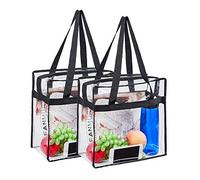 Magicbags Bolso de mano de policarbonato con cremallera superior de PVC resistente y con cremallera, ideal para trabajo, escuela, deportes y conciertos, 30,5 x 30,5 x 15,2 cm, Paquete con 2