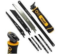 Magicbox Juego de sierras profesionales 8 en 1 con diseño de autobloqueo, 8 cuchillas intercambiables para metal, madera y yeso, agarre ergonómico y acero duradero, herramienta de sierra de mano