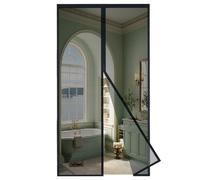 MAGICDOOR Magnetica Mosquitera Puerta Fibra de Vidrio 75x195cm, Apertura del Centro Cortina Mosquitera Puerta Malla Fina sin Taladrar Magnetismo Antimosquito Net para Salón Dormitorio Balcón-Negro