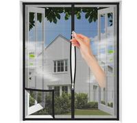 MAGICDOOR Mosquitera Ventana para Gatos 100x90cm, Negro Malla Resistente, Evita Que los Gatos Perros se Escapen de casa, con Cremallera Bilateral, Cinta Adhesiva 2cm, no puedo cortar