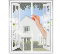 MAGICDOOR Mosquitera Ventana para Gatos 135x100cm, Blanco Malla Resistente, Evita Que los Gatos Perros se Escapen de casa, con Cremallera Bilateral, Cinta Adhesiva 2cm, no puedo cortar