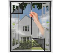 MAGICDOOR Mosquitera Ventana para Gatos 150x125cm, Negro Malla Resistente, Evita Que los Gatos Perros se Escapen de casa, con Cremallera Bilateral, Cinta Adhesiva 2cm, no puedo cortar