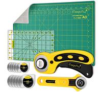 Magicfly Juego de Cortadores Rotativos, Kit de Acolchado Que Incluye Cortador Giratorio y Esterilla, Regla A3, Cuchillo De Tallar, Cuchillas ye Repuesto para Costura de Tela