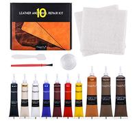 Magicfly Kit de Reparación para Cuero y Vinilo Pinturas 10 Colores Parche para Reparar Sofá Asientos de Coche Bolsos Zapatos de Cuero