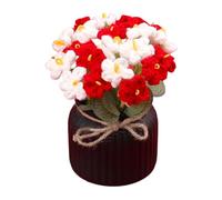 Magicherry Flores de ganchillo Forget Me Not degradado, color rojo, hechas a mano, flores artificiales Forget Me Not con exquisita maceta, lindas miosotis falsas en maceta para accesorios de