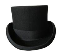 Magician Hombo, Sombrero de Copa Negro Sombreros de Mago Formal de Lana para Adultos Showman Showman Top Sombreros para Hombres Cena Social Butler Disfraz de Disfraz de Halloween Accesorio