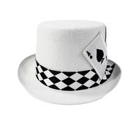 Magician Top Hat - Poker Cards Design Felt, Classics Smmooth Stages Shows Caps, High Qualiity Magics Tricks Headwear, Authentic Durrable Wizarrd Costume Props - For Cosplayers Halloween Partys