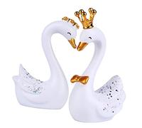 MAGICLULU 1 Juego De 2 Adornos De Cisne Para Tarta Decoración Para El Interior De La Boda Figuras De Cisne Para Bebé Adorno Para Tarta Adorno Para Coche Resina Blanca