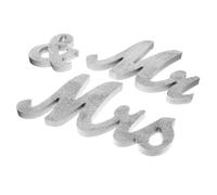 MAGICLULU 1 Juego Sr. Sra. Signo De Mesa De Boda Menú De Doble Cara Guirnalda Peca Decoración De Tela De Araña Gigante Logotipo De La Tarjeta Decoración del Hogar En Niveles Women Silver MDF