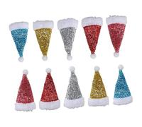 MAGICLULU 10 Piezas Unidades Porta Cubiertos Navidad Gorro Papá Noel con Purpurina de Tela Reutilizables para Tenedor y Cuchillo Decoración Festiva para Cenas y Fiestas Familiares