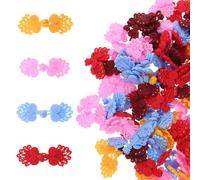 MAGICLULU 100 Pares Botones de Ropa de Bricolaje Nudo Chino, Cierre Decorativo para Cheongsam, 2.5x6 Cm, Colores Rojo, Vino, Rosa, Azul Claro y Amarillo Claro, Accesorios para Costura