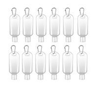 MAGICLULU 12 Piezas Botella de Plástico de 50 Ml con Gancho y Clip de Mosquetón Conveniente, Recargable Viajes y Deportes Color Aleatorio