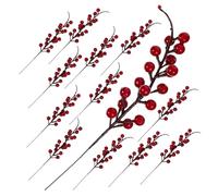 MAGICLULU 12piezas Decoración De Frutos Rojos Tallos De Frutos Artificiales para DIY De Navidad Materiales para Hacer Coronas Navideñas para Uso Festivo