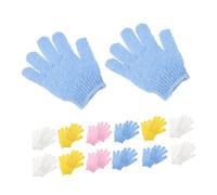 MAGICLULU 16 Pares Guantes Exfoliantes de Nylon Doble Cara para Baño y Ducha Manoplas de Cinco Dedos para Masaje Corporal Exfoliación Suave para Hombre y Mujer Pack Familiar