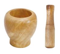Magiclulu 1set de mortero de madera para ajo conjunto de trituradora manual de madera para medicinales herramienta de cocina práctica diseño antideslizante y capacidad óptima