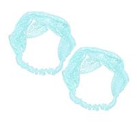MAGICLULU 2 Diademas Anchas de Tela Azul Encaje Floral, Elásticas y Delicadas para Uso Diario y Fiestas, Accesorio Pelo Que Mantiene el Cabello Ordenado