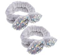 MAGICLULU 2 Piezas Accesorios Para El Cabello Diadema Turbante Con Lazo Aro De Baño Accesorios Para Peinar El Cabello Maquillaje De Moda Diademas De Lazo Constituir Lentejuelas Perder Tela
