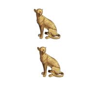 MAGICLULU 2 Piezas Adorno de Leopardo decoración de Animales Adorno de Animales Salvajes Modelo de Animal Educativo Juguete de simulación de Leopardo Ornamento Modelo Leopardo Resina Dorado