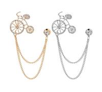 MAGICLULU 2 Piezas Broches para Vestidos de Fiesta con Diseño de Bicicleta y Diamantes de Colores Dorado y Plateado Accesorios Creativos para Mujer Regalo Elegante para Eventos Especiales