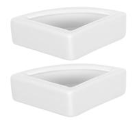 MAGICLULU 2 Piezas Comedero de Cerámica para Reptiles Cuenco Triangular Blanco Antiescape, Superficie Lisa y Gruesa, Adecuado para Alimentar Lagartos y Reptiles