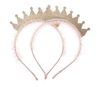 MAGICLULU 2 Piezas Coronas Doradas Tiara Crown Niñas Cumpleaños Accesorios Cabello