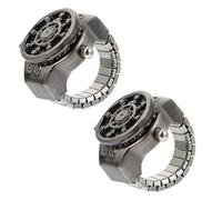MAGICLULU 2 Piezas de Reloj de Dedo Vintage Anillo en Forma de Timón, Aleación de Zinc Resistente al Óxido y Tapa Abatible para Mujer Elegante y Casual