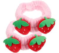 MAGICLULU 2 piezas Diadema Facial de Fresa para Cuidado Piel Banda Elástica Suave para Lavado de Cara Maquillaje y Spa Cómoda para Mujeres y Niñas