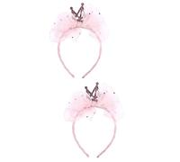 MAGICLULU 2 Piezas Fiesta De Cumpleaños Diadema De Encaje Hb Tiara Diadema Para Niñas Banda Para El Cabello Aro De Pelo Suministros Para La Fiesta Tocado De Niñas Chica Venda Niño Rosa
