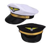 MAGICLULU 2 Piezas Gorra de Cosplay de Capitán Ajustable | Tejido y Plástico, Negro y Blanco, Diseño Elegante, Resistente y Transpirable