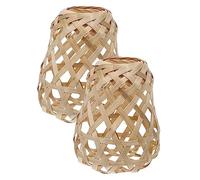 MAGICLULU 2 Piezas Pantalla De Bambú Pantalla De Lámpara Sin Cuello Luz De Mimbre Cubierta De Luz De Techo De Mimbre Cubiertas De Luz De Techo Cubierta De Luz De Sauce Khaki Tejido De Bambú