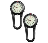 MAGICLULU 2 Piezas Reloj de Bolsillo con Clip de Acero Inoxidable y Esfera Fluorescente Negro para Amantes del Montañismo y Uso Nocturno