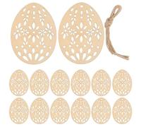 MAGICLULU 20 Colgantes de Madera en Forma de Huevo de Pascua Huecos con Cuerda para Colgar, Decoración DIY para Fiestas y Hogar, Adornos Colgantes de Madera, Set de 20 Piezas