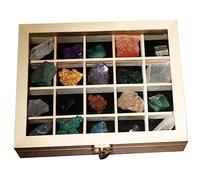 MAGICLULU 20 Piezas caja muestra mineral minerales naturales joya colección minerales púrpura racimo cristal chakra colección piedra piedras mineral Piedra ágata herramienta