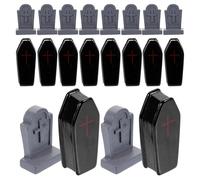 MAGICLULU 20 Piezas de Lápidas Falsas de Resina Negra y Mini Ataúdes para Decoración de Halloween, Adorno Realista para Jardín, Patio o Casa Embrujada, Accesorios para Color Aleatorio