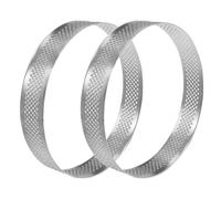 MAGICLULU 2piezas Aro Inoxidable Perforado para Tartas y Mousse Molde Redondo para Repostería bajo Mantenimiento para Pastelería Casera y Profesional