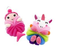 MAGICLULU 2piezas Bolas De Baño Exfoliantes Con Diseño De Sirenita y Unicornio Rosa Herramienta De Limpieza Para Bañar Bebés y Pequeños