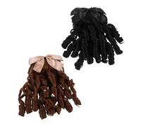 MAGICLULU 2piezas Peluca Retro Con Coleta Larga y Rizada Postiza Con Lazo Para Mujer Para Disfraces De Cosplay y Eventos De Baile