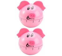 MAGICLULU 2piezas Temporizador Mecánico Forma De Cerdo Rosa Temporizador De Cocina para Adultos Recordatorio para Hornear Y Cocinar con Sonido
