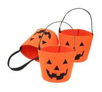 MAGICLULU 3 Piezas bolsa de dulces de halloween Accesorio de disfraces para cubo de dulces de calabaza bolsa para cesta de calabaza de fieltro sintió Naranja