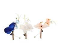 MAGICLULU 3 Piezas Broche de Flores de Orquídea para Solapa, Ramillete de Muñeca de Seda y Lino, Ligero y Cómodo, para Novio y Padrinos de Boda, Bodas y Ocasiones Obsequios