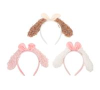 MAGICLULU 3 Piezas Diademas Orejas de Perro de Peluche Diademas de Lazo Cabello Tonos Claros y Rosados Accesorios para Fiestas Cumpleaños y Fotos de Cosplay