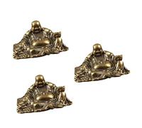 MAGICLULU 3 Piezas Escritorio Estatua De Buda Miniatura Conformado Interior Religión Diminuto Cifra Bodhisattva Auténtico Pequeño Decoración De Arte De Escritorio Estatuilla Zen Latón Golden
