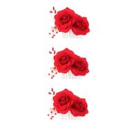 MAGICLULU 3 Piezas pinza de pelo de las mujeres peine de boda rosa accesorios para el cabello de las mujeres tiara pasadores de pelo peineta de flores horquilla cabeza de flor novia