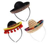MAGICLULU 3 Sombreros de Paja Mexicanos Mini, Sombrero de Paja Festivo Estilo Folklórico Mexicano, Tejido, Protección Solar, para Uso Diario y Festivales, Amantes Cultura Mexicana
