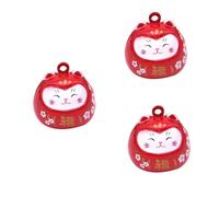 MAGICLULU 3piezas Colgante De Campana Japonesa De Suerte Cobre Accesorios para DIY De Mochilas y Disfraces Campanitas De Agua Gata Fortuna Rojo