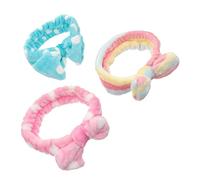 MAGICLULU 3piezas Diadema De Maquillaje Lazo Para y Spa Diadema Facial De Para Lavado De Cara y Cuidado Puntos Puntos Rayas