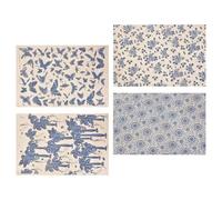 MAGICLULU 4 Hojas Papel de Transferencia para Cerámica Diseño Tradicional Azul y Blanco, Fácil de Usar y Versátil, Adecuado para Decoración DIY de Esmalte a Alta Temperatura