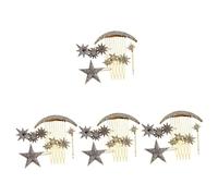 MAGICLULU 4 Juegos horquilla estrella pasador de pelo lateral estrella adornos metálicos peine rizos peine para rizos peines horquillas de diamantes de imitación peine de novia antiguo