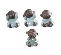 MAGICLULU 4 Piezas Adorno de Mascota de té Divertido Mascotas decoración para el hogar Fiesta Tema decoración de Escritorio decoración de Monos cerámica