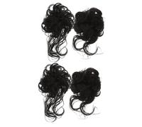 MAGICLULU 4 Piezas anillo de peluca de cabeza de bola moño postizo pelucas rizadas Moño desordenado Moño alto peinado recogido tocado de mujer elasticidad Pedazo de cabello sombrerería bollo